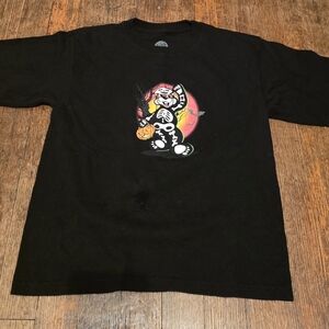 Kids Black Halloween Skeleton Graphic Tee